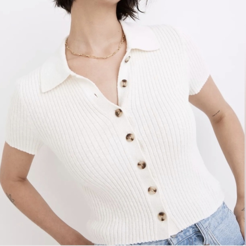 Madewell Barbrook Button-Front Sweater Polo NF398 Women's XL